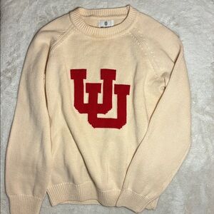 Hillflint Utah Letter Sweater knit college cotton yarn classic cream ivory red s